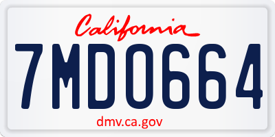 CA license plate 7MDO664
