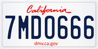 CA license plate 7MDO666