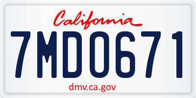CA license plate 7MDO671