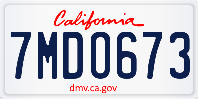 CA license plate 7MDO673