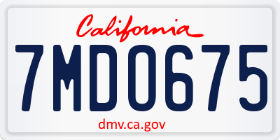 CA license plate 7MDO675