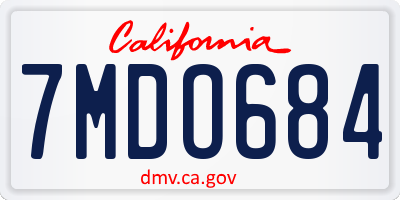 CA license plate 7MDO684