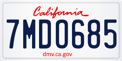 CA license plate 7MDO685