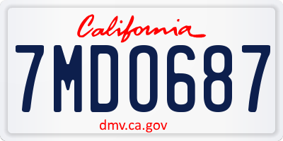 CA license plate 7MDO687