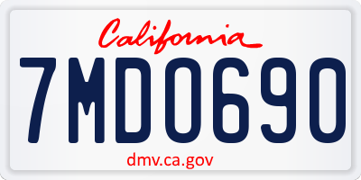 CA license plate 7MDO690