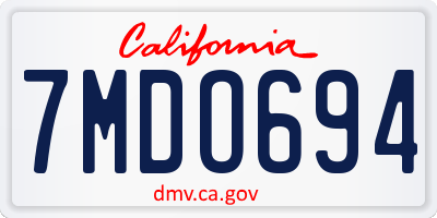 CA license plate 7MDO694