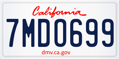 CA license plate 7MDO699