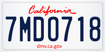 CA license plate 7MDO718