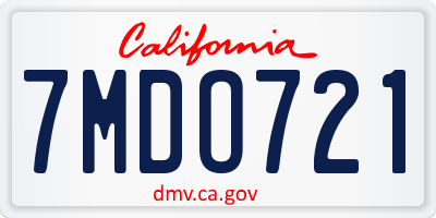 CA license plate 7MDO721