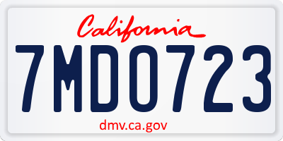 CA license plate 7MDO723