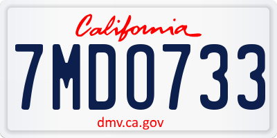 CA license plate 7MDO733