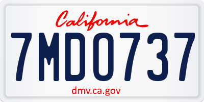 CA license plate 7MDO737