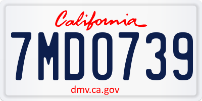 CA license plate 7MDO739