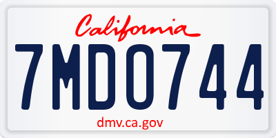 CA license plate 7MDO744