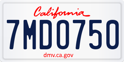 CA license plate 7MDO750