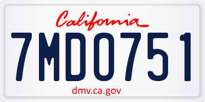 CA license plate 7MDO751