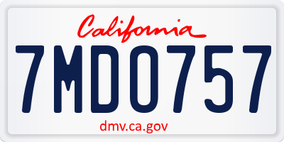 CA license plate 7MDO757