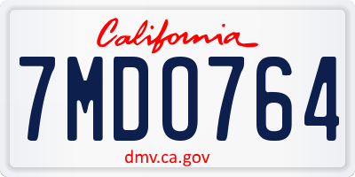 CA license plate 7MDO764