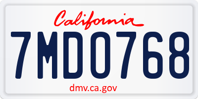 CA license plate 7MDO768