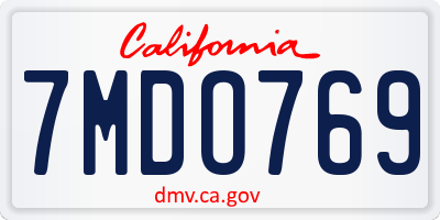 CA license plate 7MDO769