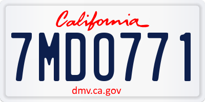 CA license plate 7MDO771