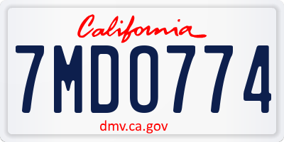 CA license plate 7MDO774