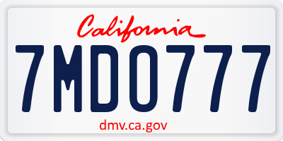CA license plate 7MDO777