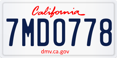 CA license plate 7MDO778