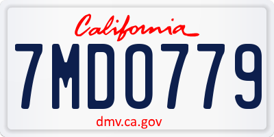 CA license plate 7MDO779