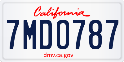 CA license plate 7MDO787