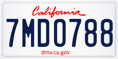 CA license plate 7MDO788