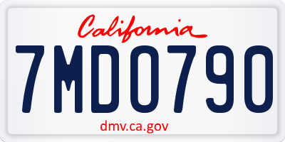 CA license plate 7MDO790