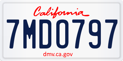 CA license plate 7MDO797
