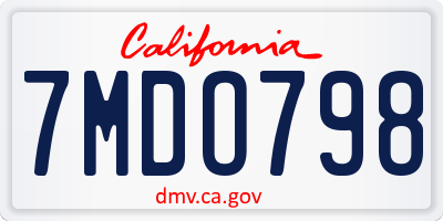 CA license plate 7MDO798