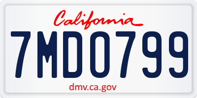 CA license plate 7MDO799