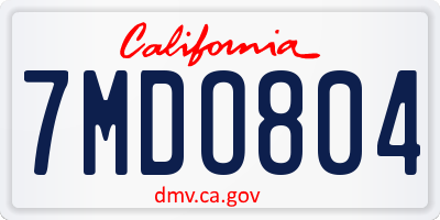 CA license plate 7MDO804