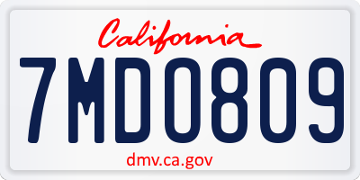 CA license plate 7MDO809