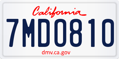 CA license plate 7MDO810