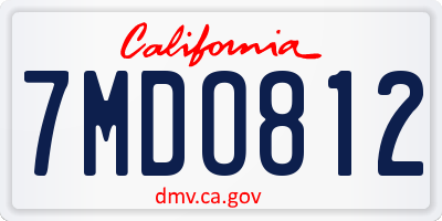 CA license plate 7MDO812