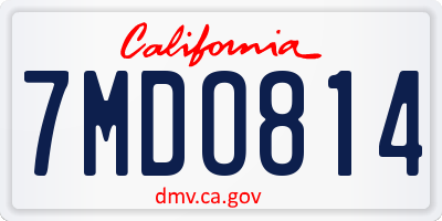 CA license plate 7MDO814