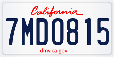 CA license plate 7MDO815