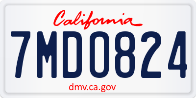 CA license plate 7MDO824