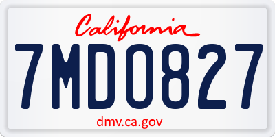 CA license plate 7MDO827