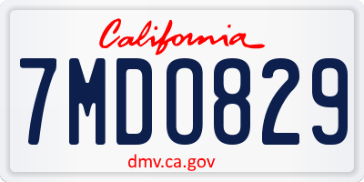 CA license plate 7MDO829