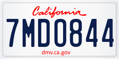 CA license plate 7MDO844