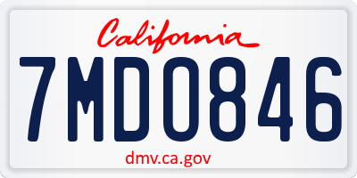 CA license plate 7MDO846