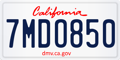 CA license plate 7MDO850