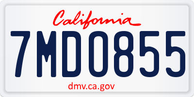 CA license plate 7MDO855