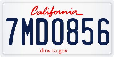 CA license plate 7MDO856
