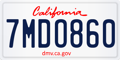 CA license plate 7MDO860
